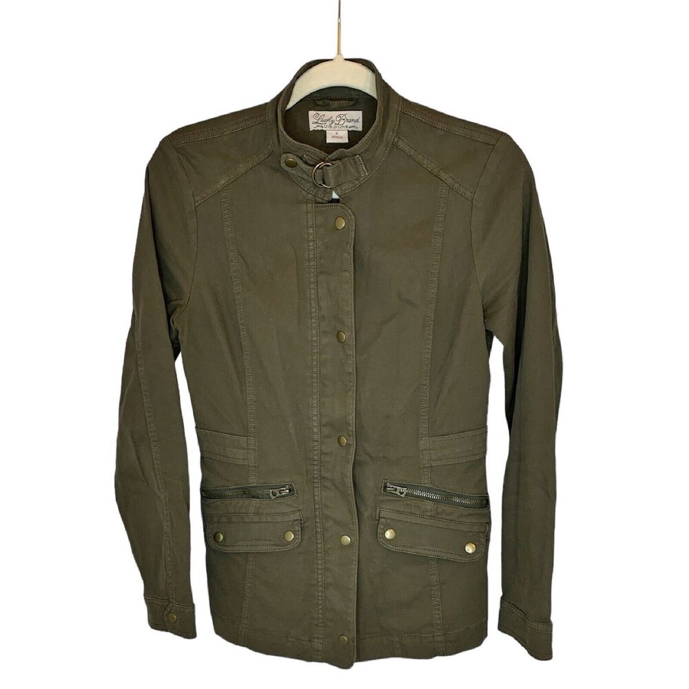 Lucky Brand Women's Utility Jacket Size Small S Army Green Military Cotton Cargo
